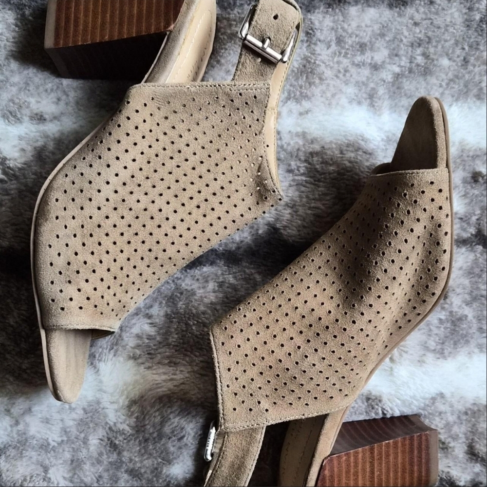 Adam Tucker Tan Perforated Mules